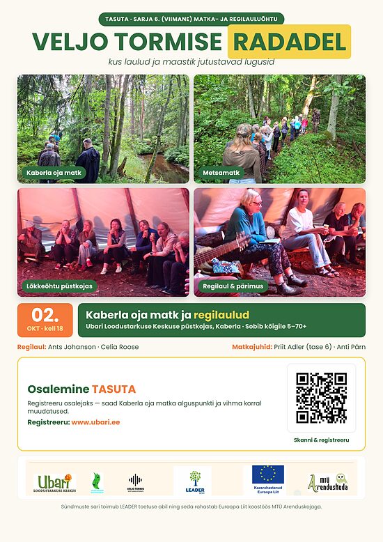 02. oktoobril kell 18.00 – sarja kuues (viimane) matka- ja regilauluõhtu „Veljo Tormise radadel"
