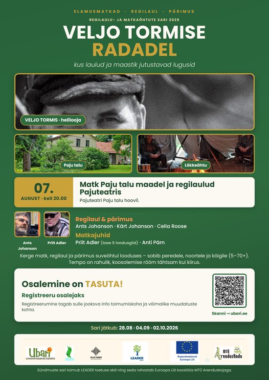 VELJO TORMISE RADADEL - REGILAULUD JA MATKAD, KUS LAULUD JA MAASTIK JUTUSTAVAD LUGUSID! 